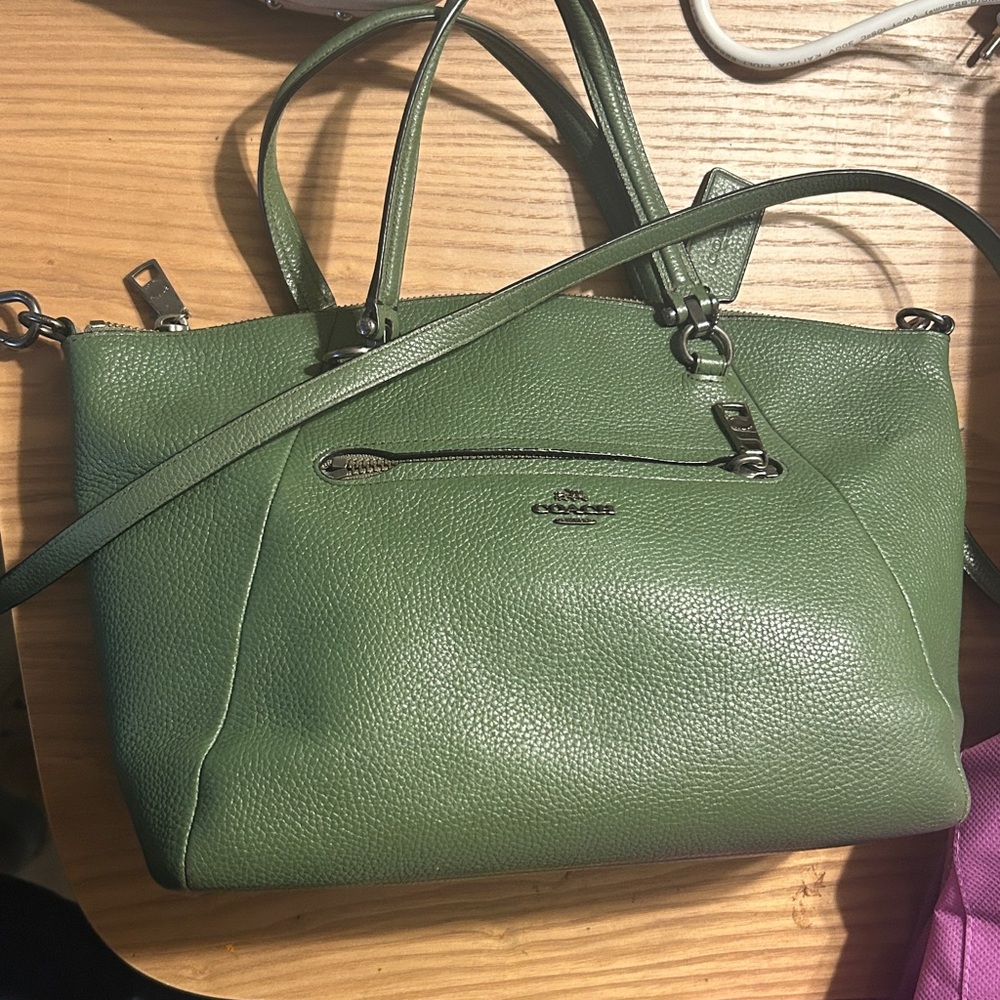 Coach Olive Green Leather Tote